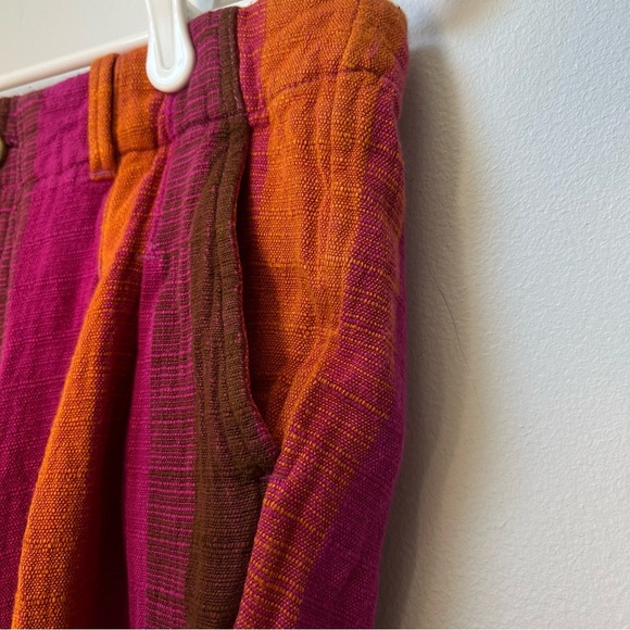 Urban Outfitters Martina Linen Low-Rise Trouser Pant Purple and Orange Size 0 - Picture 3 of 10